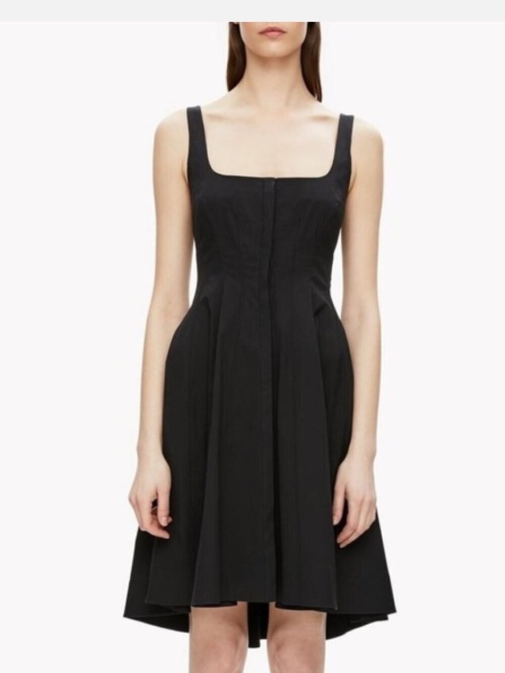 Theory Modern Flare Dress Size 12 Pleated Quiet Luxury Minimalist Capsule